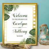 Tropische groene palm Leaf Beach Wedding Real Foli Folie Afdrukken