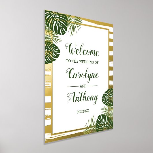 Tropische groene palm Leaf Beach Wedding Real Foli Folie Afdrukken (Laagn)