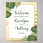 Tropische groene palm Leaf Beach Wedding Real Foli Folie Afdrukken (Voorkant)