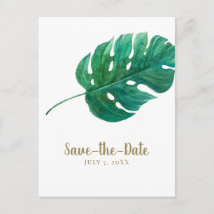 Tropische Groene Palm Leaf Hawaiian Save the Date Aankondigingskaart