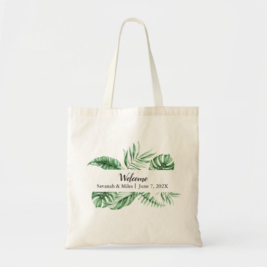 Tropische groene palm welkomsttas tote bag (Voorkant)