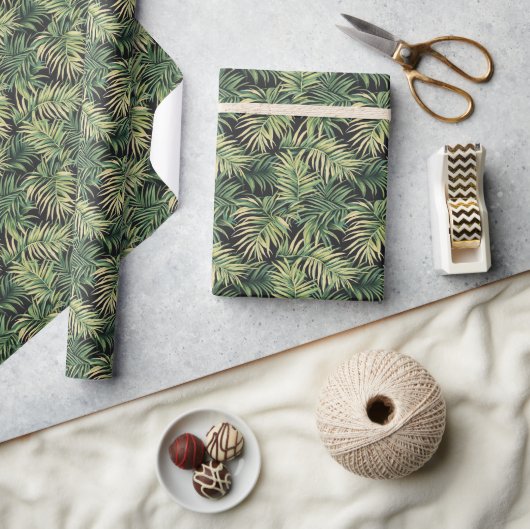 Tropische Groene Palmblad Illustratie Cadeaupapier (Crafts)