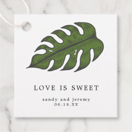 Tropische Groene Palmblad Liefde Is Zoet Bruiloft Bedankjes Labels