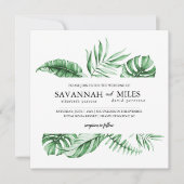 Tropische groene palmblad rand trouw uitnodiging (Voorkant)