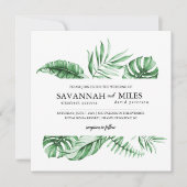 Tropische groene palmblad rand trouw uitnodiging (Voorkant)