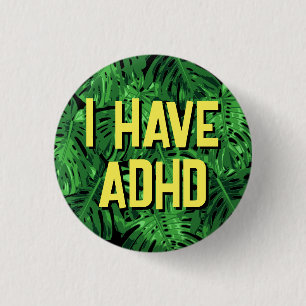 Tropische groene palmbladeren ADHD Ronde Button 3,2 Cm