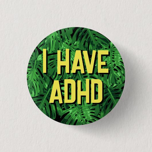 Tropische groene palmbladeren ADHD Ronde Button 3,2 Cm (Voorkant)