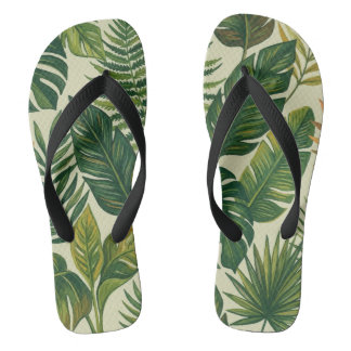 Tropische groene palmbladeren botanisch patroon Fl Teenslippers