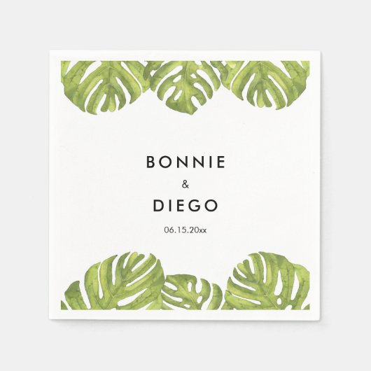 Tropische groene palmbladeren bruiloft servet (Voorkant)