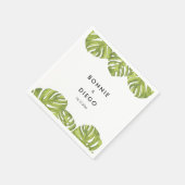 Tropische groene palmbladeren bruiloft servet (Hoek)