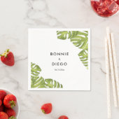 Tropische groene palmbladeren bruiloft servet (Insitu)