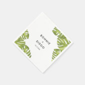 Tropische groene palmbladeren bruiloft servet (Hoek)