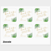 Tropische groene palmbladeren dank je wel vierkante sticker (Vel)