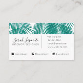 Tropische groene palmbladeren elegant ontwerp visitekaartje (Achterkant)