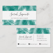 Tropische groene palmbladeren elegant ontwerp visitekaartje (Voorkant / Achterkant)
