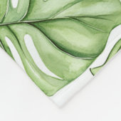 Tropische groene palmbladeren fleece deken (Hoek)