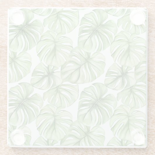 Tropische groene palmbladeren glazen onderzetter (Achterkant)