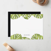 Tropische groene palmbladeren notitiekaartje (Voorkant / Achterkant in situ)