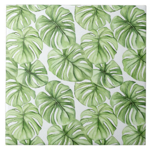 Tropische groene palmbladeren tegeltje