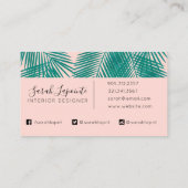 Tropische groene palmbladeren trendy design op roz visitekaartje (Achterkant)