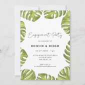 Tropische groene palmbladeren verlovingsfeest kaart (Voorkant)