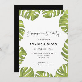 Tropische groene palmbladeren verlovingsfeest kaart