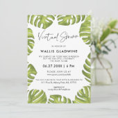 Tropische groene palmbladeren Virtual baby shower Kaart (Staand voorkant)