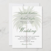 Tropische groene palmboom Elegante moderne bruilof Kaart (Achterkant)