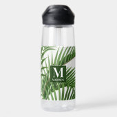 Tropische groene palmboom monogram waterfles (Achterkant)