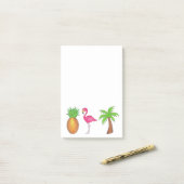 Tropische groene palmboom Pineappel Roze flamingo Post-it® Notes (Op bureau)