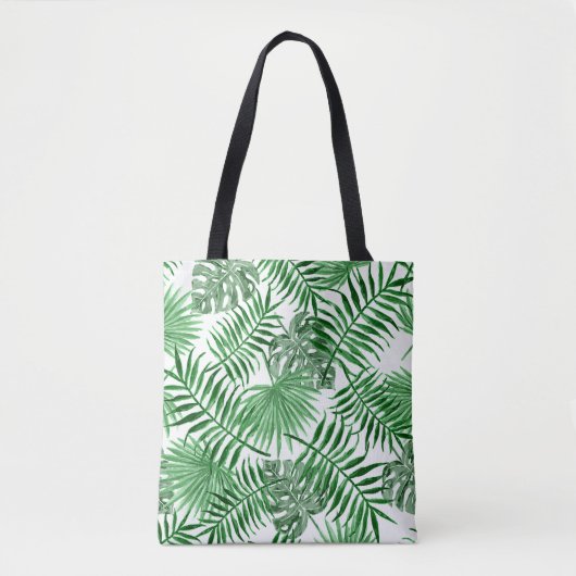 Tropische groene palmboom uit zomerkunst tote bag (Voorkant)