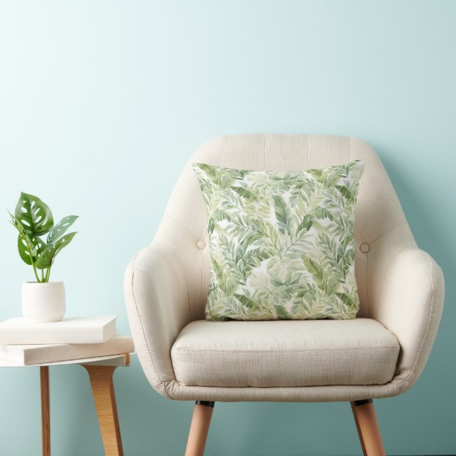 Tropische groene palmboombladeren kussen (Stoel)
