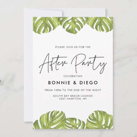 Tropische groene palmen na bruiloft kaart (Voorkant)