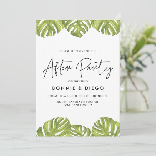 Tropische groene palmen na bruiloft kaart (Staand voorkant)