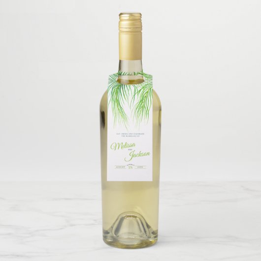 Tropische groene palmvlieg waterverf bruiloft flessenhanger (Op fles)