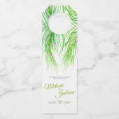 Tropische groene palmvlieg waterverf bruiloft flessenhanger (Voorkant)