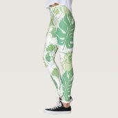 Tropische groene print op leggings (Links)