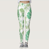 Tropische groene print op leggings (Voorkant)