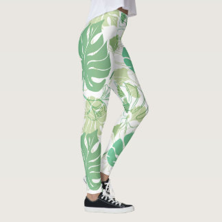 Tropische groene print op leggings