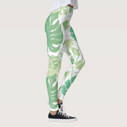 Tropische groene print op leggings (Rechts)