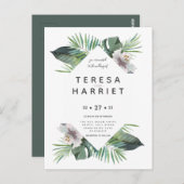 Tropische groene rustige uitnodiging (Voorkant / Achterkant)