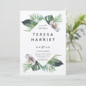 Tropische groene rustige uitnodiging (Staand voorkant)