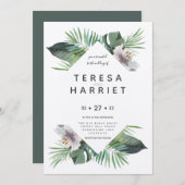 Tropische groene rustige uitnodiging (Voorkant / Achterkant)