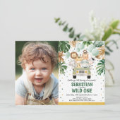 Tropische groene safari dieren wilde een verjaarda kaart (Staand voorkant)