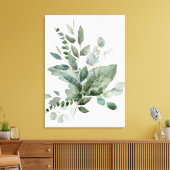 Tropische groene salie Eucalyptus bladeren boeket Canvas Afdruk (Insitu (Woonkamer))
