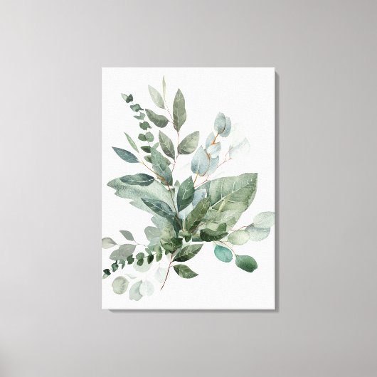 Tropische groene salie Eucalyptus bladeren boeket Canvas Afdruk (Voorkant)