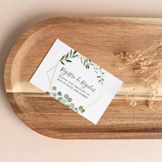 Tropische Groene Spaanse Bruiloft Gift Registry Informatiekaartje