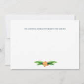 Tropische groene strandstralen frangipani save the date (Achterkant)