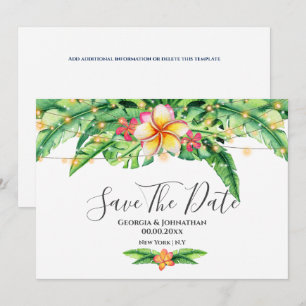 Tropische groene strandstralen frangipani  save the date
