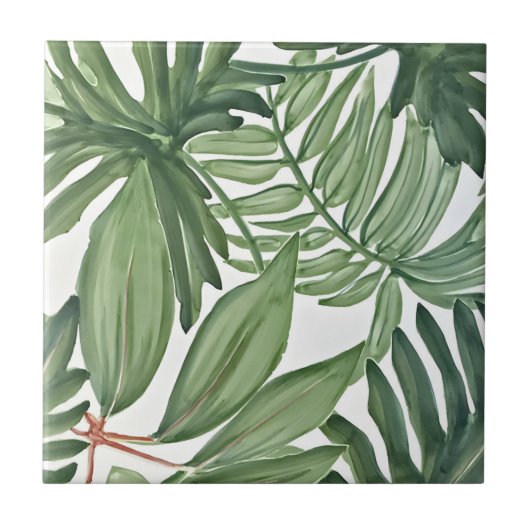 tropische groene tegels tegeltje (Voorkant)